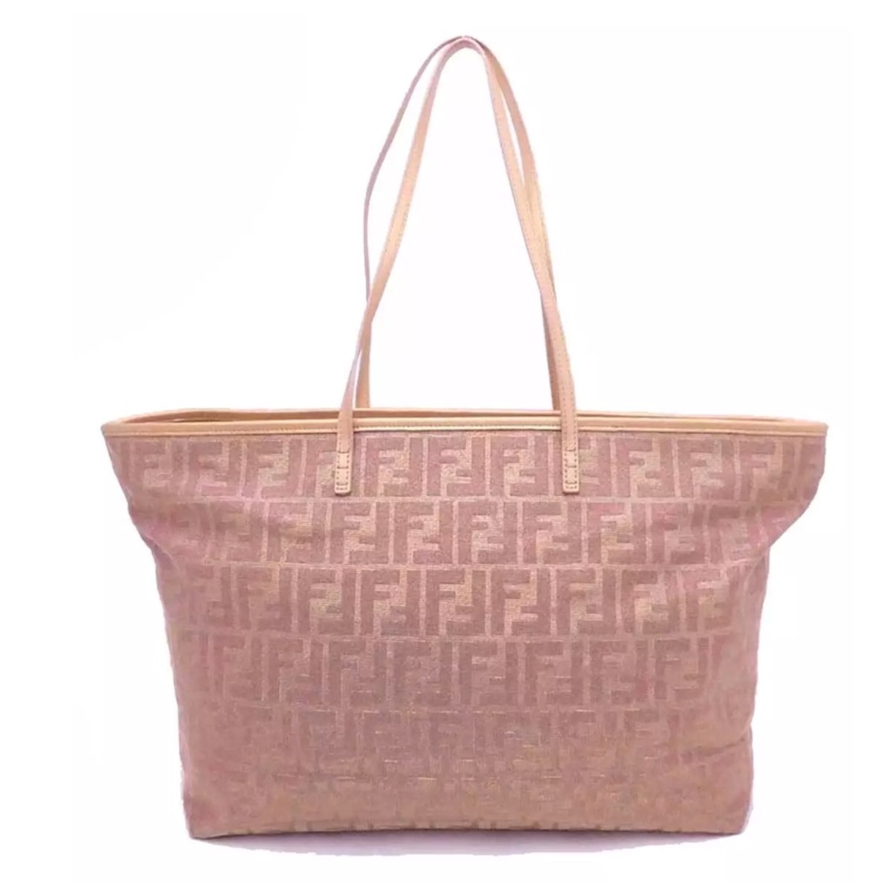 Fendi Zucco Shimmer Nylon Gold/Pink Rare Tote